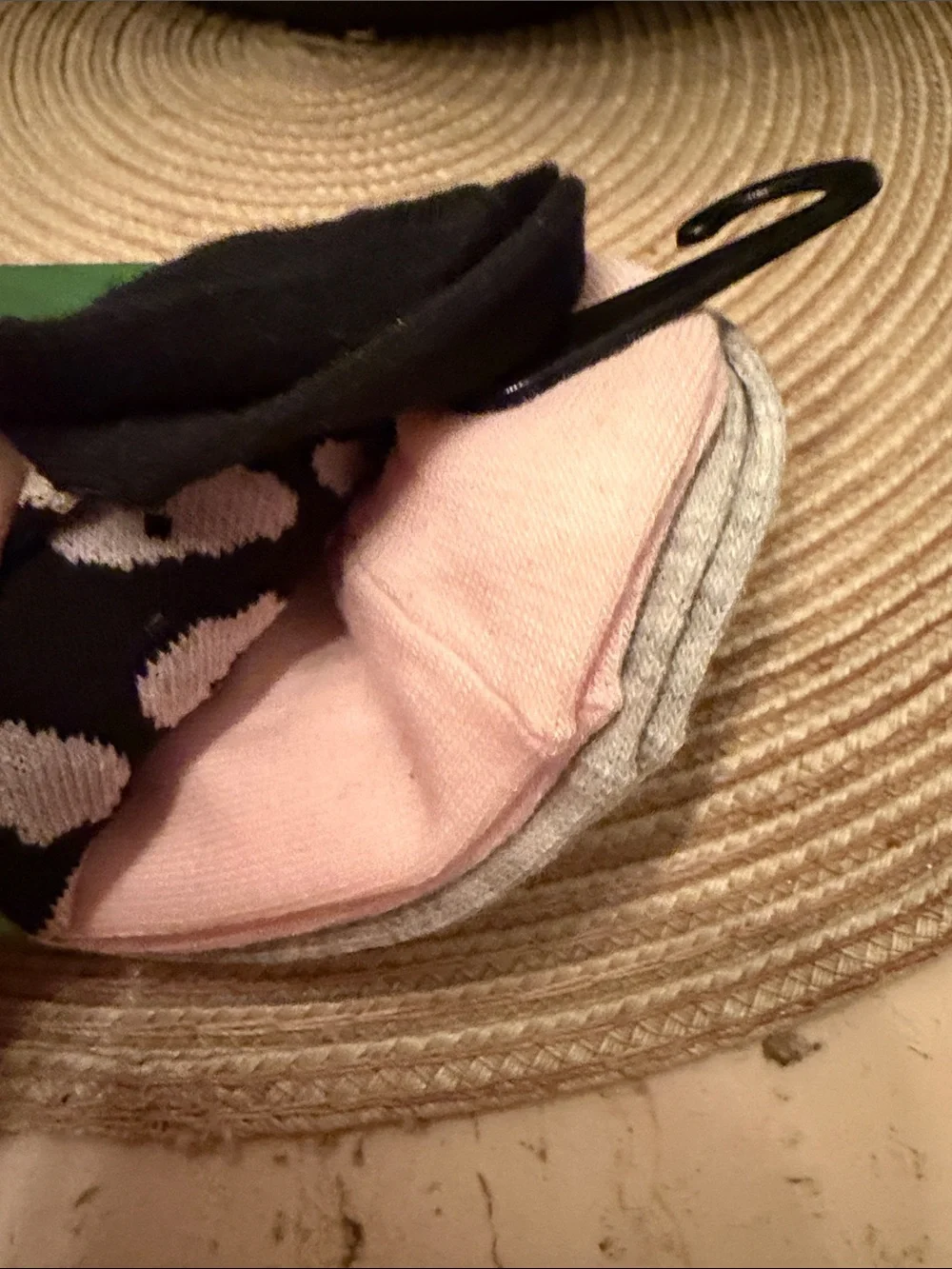 kate spade Black Low-Cut Socks with Cream Leopard Spots, Pink & Grey 3 pairs